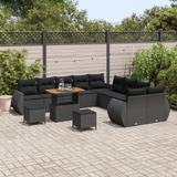 Garden Sofa Set with Cushion with Storage 13 pcs Black - Side View