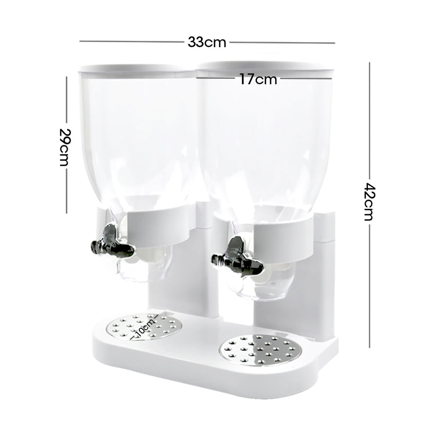 TOQUE Double Cereal Dispenser Dry Food White-2006733302328856578
