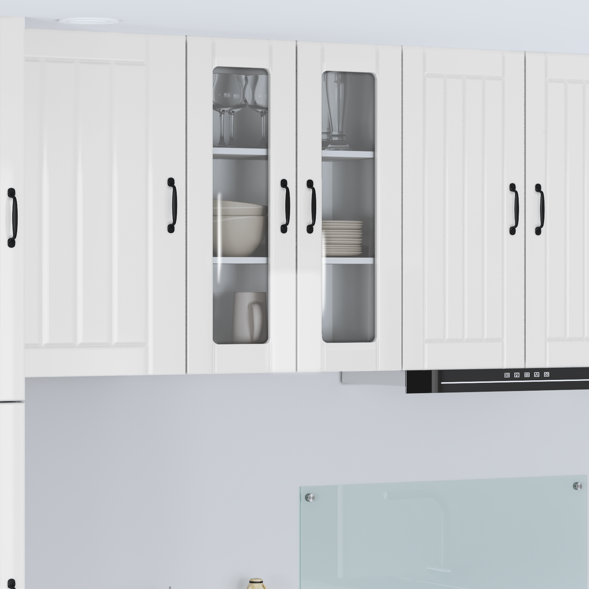 Wall Glass Cabinet LUCCA High Gloss White 60 x 31 x 80 cm