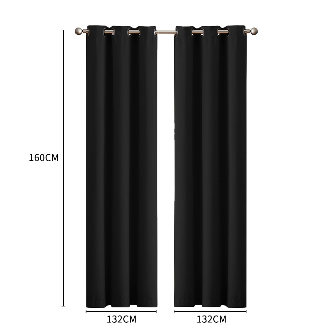 2x Blockout Curtains Panels 3 Layers Black-2018816655131545602