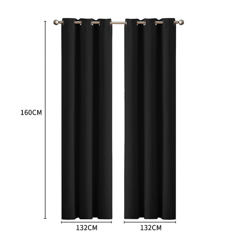 2x Blockout Curtains Panels 3 Layers Black-2018816655131545602