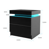 Levede Bedside Tables Side Table 2 Drawers Black - Front View