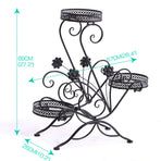 Levede Plant Stand Outdoor Indoor Metal Black-2018816658419879938