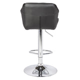 2X Black Bar Stools Faux Leather Mid High Back Adjustable Crome Base Gas Lift Swivel Chairs - Side View