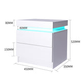 Levede Bedside Tables RGB LED Side Table White - Front View