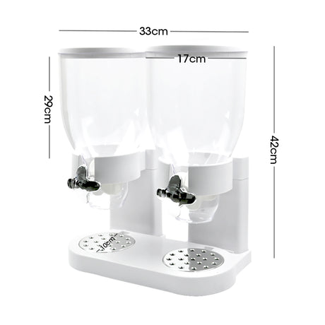 TOQUE Double Cereal Dispenser Dry Food White-1954802892246487042