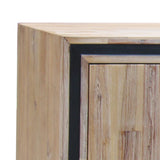 Buffet Sideboard in Silver Brush Colour with Solid Acacia & Veneer Wooden Frame Storage Cabinet with Drawers - Side View