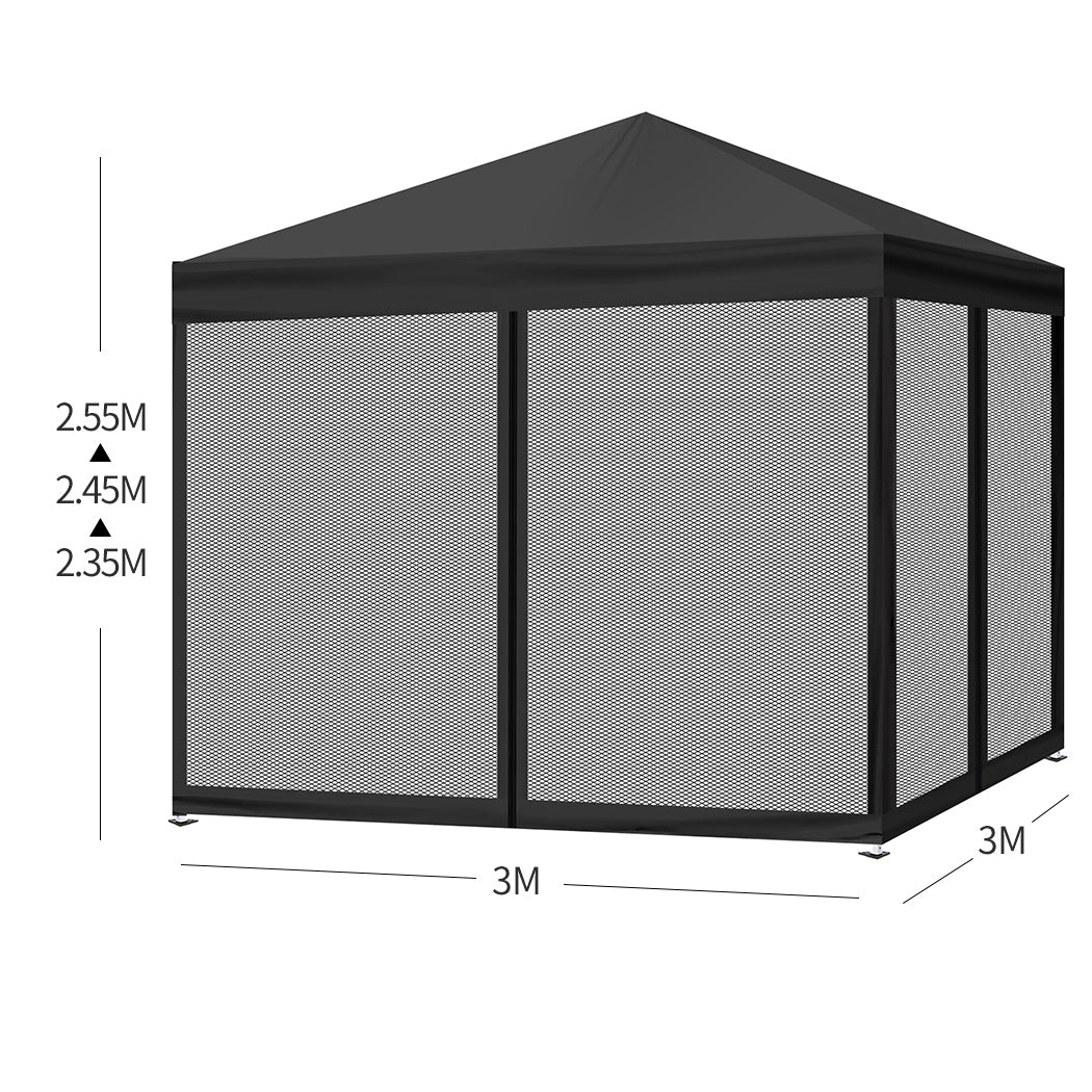 Mountview Gazebo Pop Up Marquee Outdoor Black-2018816886715846658