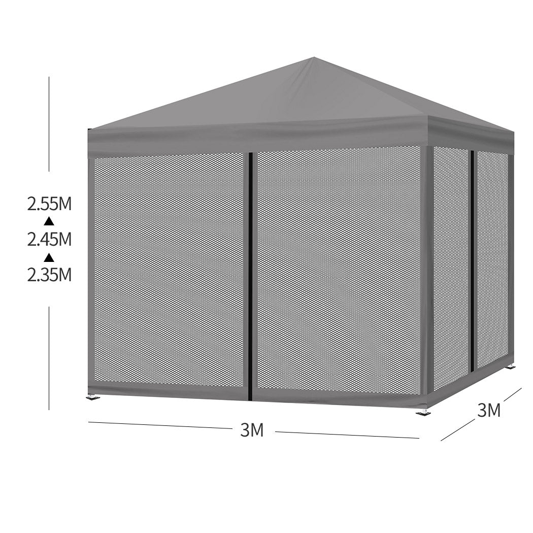 Mountview Gazebo 3x3m Pop Up Marquee Grey-2018816886535491586