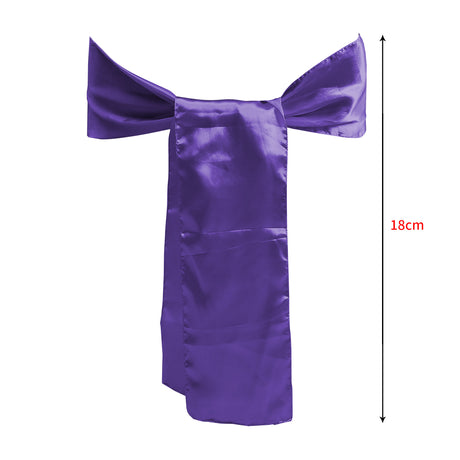 50x Table Runners Coloured Satin Chair Eggplant-2018816772781772802