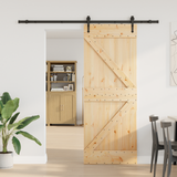 Sliding Door NARVIK Natural and Black 80 x 210 cm (213.5 cm)