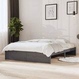 Bed Frame without Mattress Grey Solid Wood 135x190 cm - Front View