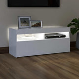 TV Cabinet with LED Lights White 90x35x40 cm - Side View
