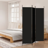 3-Panel Room Divider Black 150x200 cm Fabric - Front View