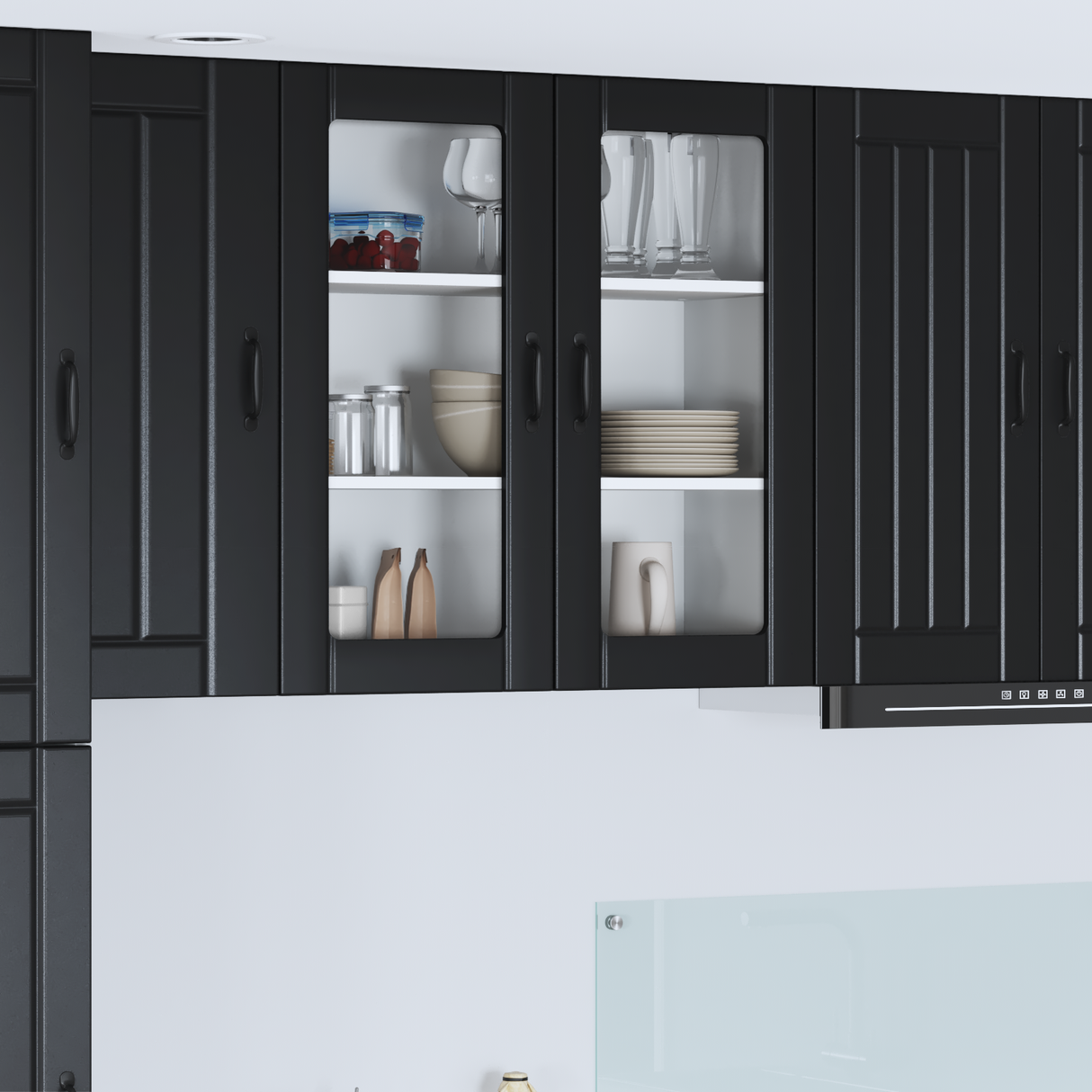 Wall Glass Cabinet LUCCA Black 80 x 31 x 80 cm Engineered Wood