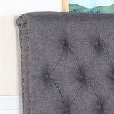Bed Head Double Size French Provincial Headboard Upholsterd Fabric Charcoal - Side View