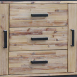 Buffet Sideboard in Silver Brush Colour with Solid Acacia & Veneer Wooden Frame Storage Cabinet with Drawers - Top-Down View