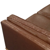 2 Seater Faux Leather Sofa Brown Modern Lounge Set for Living Room Couch with Wooden Frame - Top-Down View