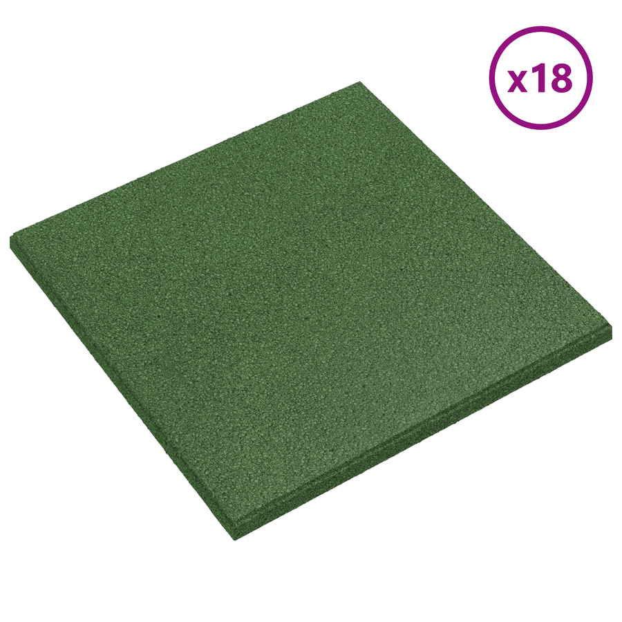 Fall Protection Tiles 18 pcs Green 50 x 50 cm Rubber