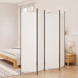 4-Panel Room Divider White 200x200 cm Fabric - Front View