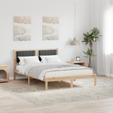 Bed Frame with Upholstered Headboard Dark Grey 135 x 190 cm - Side View