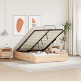 Ottoman Bed Frame Natural 150 x 200 cm Solid Pine Wood - Side View