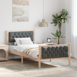 Bed Frame with Headboard Dark Grey 90 x 190 cm Solid Pine Wood - Side View