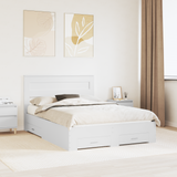 Bed Frame with Headboard White 150 x 200 cm Engineered Wood - Front View