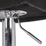 2X Black Bar Stools Faux Leather Mid High Back Adjustable Crome Base Gas Lift Swivel Chairs - 45-Degree Angle