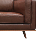 2 Seater Faux Leather Sofa Brown Modern Lounge Set for Living Room Couch with Wooden Frame - Side View