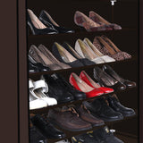 Levede 10 Tier Shoe Rack Portable Storage Brown - Top-Down View