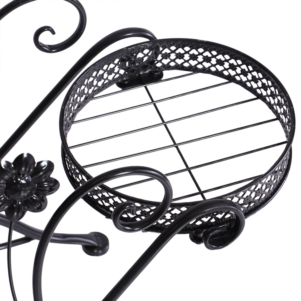 Levede Plant Stand Outdoor Indoor Metal Black-2006732927412604932