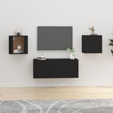 Wall Mounted TV Cabinets 2 pcs Black 40x34.5x40 cm - Front View