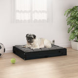 Dog Bed Black 61.5x49x9 cm Solid Wood Pine - Front View