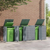 Wheelie Bin Storage for 5 Bins Grey 345x79x117 cm Steel - Side View