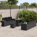 Garden Sofa Set Black Poly Rattan