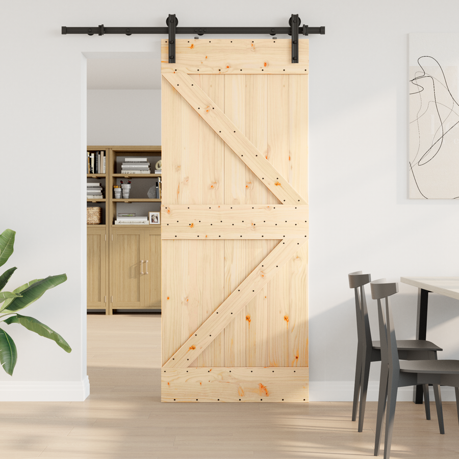 Sliding Door NARVIK 85 x 210 cm (152.5 cm) Natural and Black