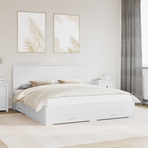 Bed Frame with Drawer White 180 x 200 cm Engineered Wood