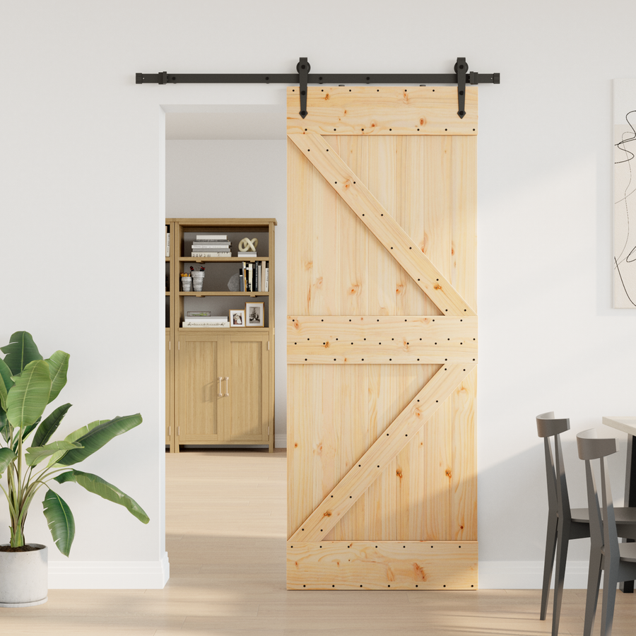 Sliding Door NARVIK Natural and Black 80 x 210 cm (152.5 cm)