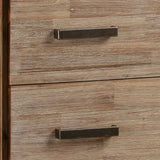 Tallboy with 4 Storage Drawers Assembled in Oak Colour Solid Wooden - 45-Degree Angle