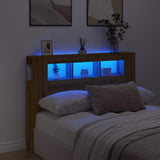 LED Headboard Artisan Oak 140x18.5x103.5 cm Engineered Wood - Side View