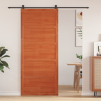 Barn Door 100 x 2,5 x 208 cm Solid Pine Wood Wax Brown