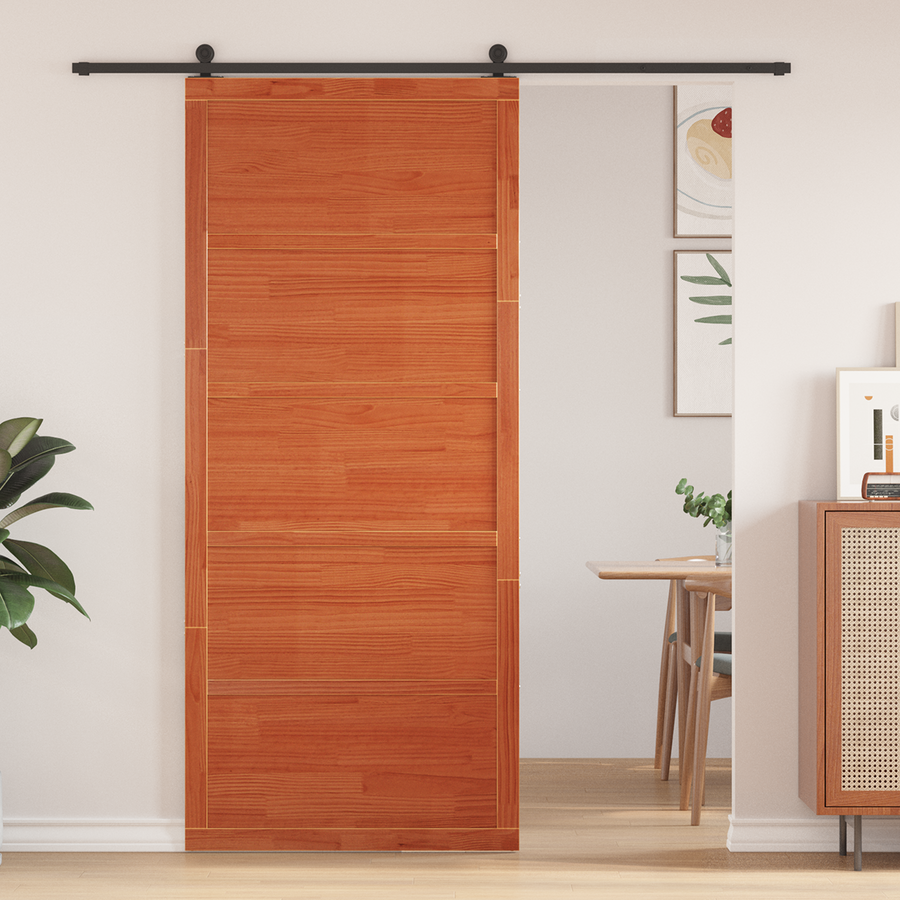 Barn Door 100 x 2,5 x 208 cm Solid Pine Wood Wax Brown