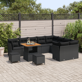 Garden Sofa Set with Cushion with Storage 12 pcs Black - Side View