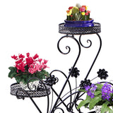 Levede Plant Stand Outdoor Indoor Metal Black - Rear View