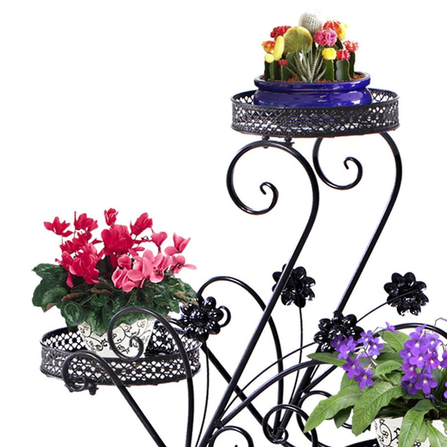 Levede Plant Stand Outdoor Indoor Metal Black-2018816658419879942