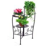 Plant Stand Outdoor Indoor Flower Pots Black - Rear View