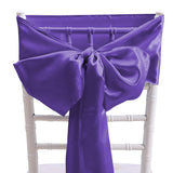50x Table Runners Coloured Satin Chair Eggplant-2018816772781772806