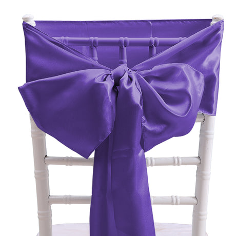 50x Table Runners Coloured Satin Chair Eggplant-2018816772781772806