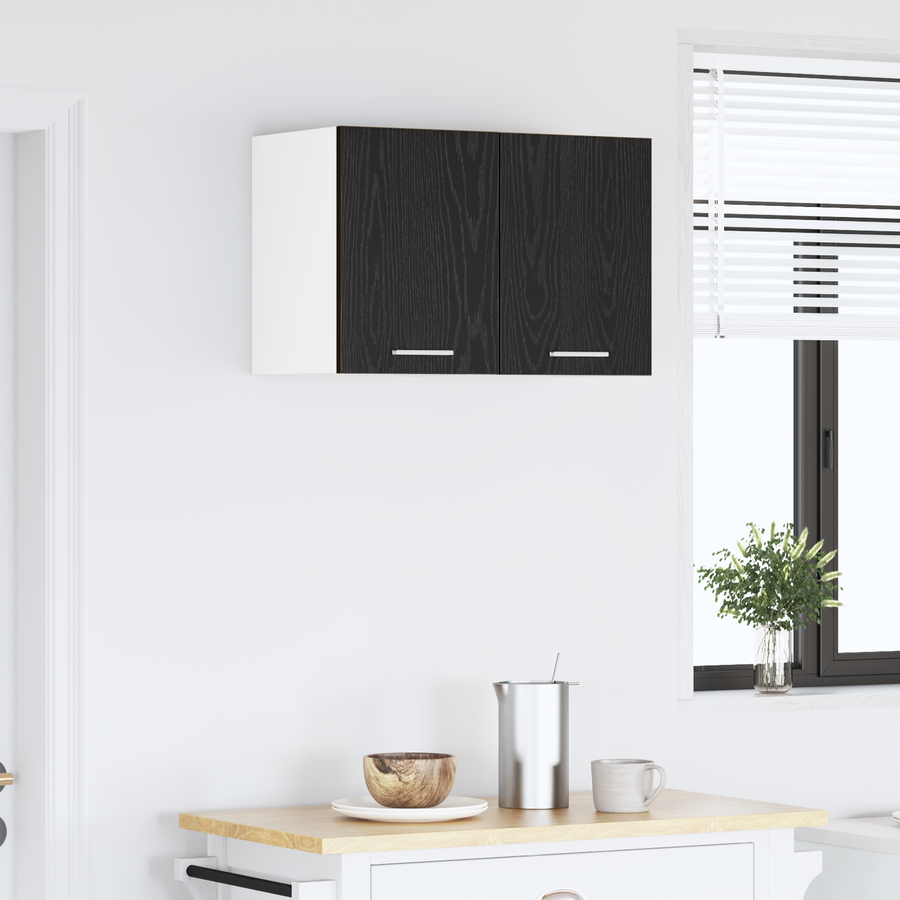 Hanging Cabinet Black Oak and White 30 x 31 x 40 cm